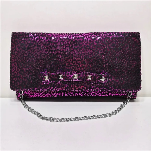 Betsy Johnson Vintage? Y2K Metallic Pinkish Animal Print Envelope Safari Purse - Picture 5 of 14